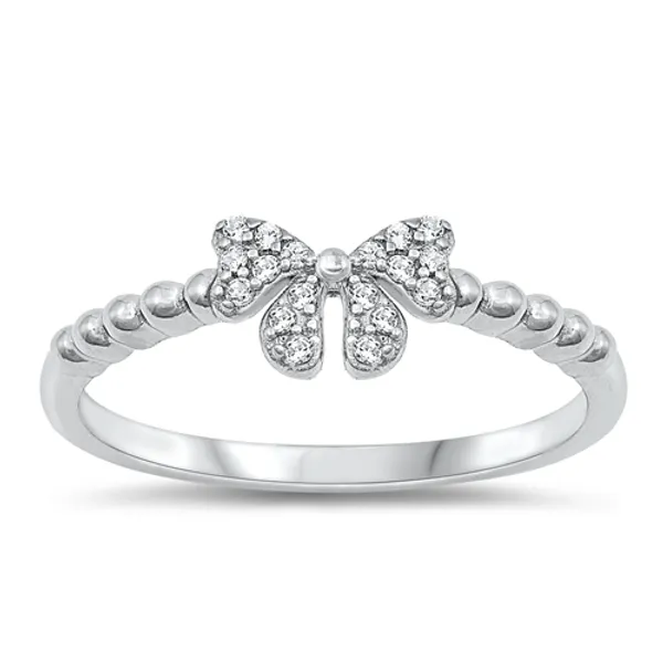 One Bow Ring w/ Clear CZ