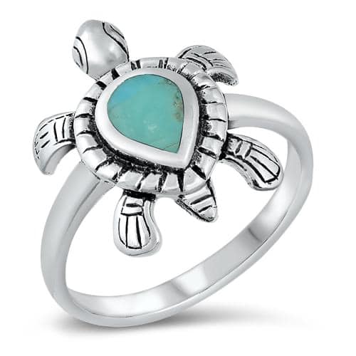 One Turtle Turquoise Ring