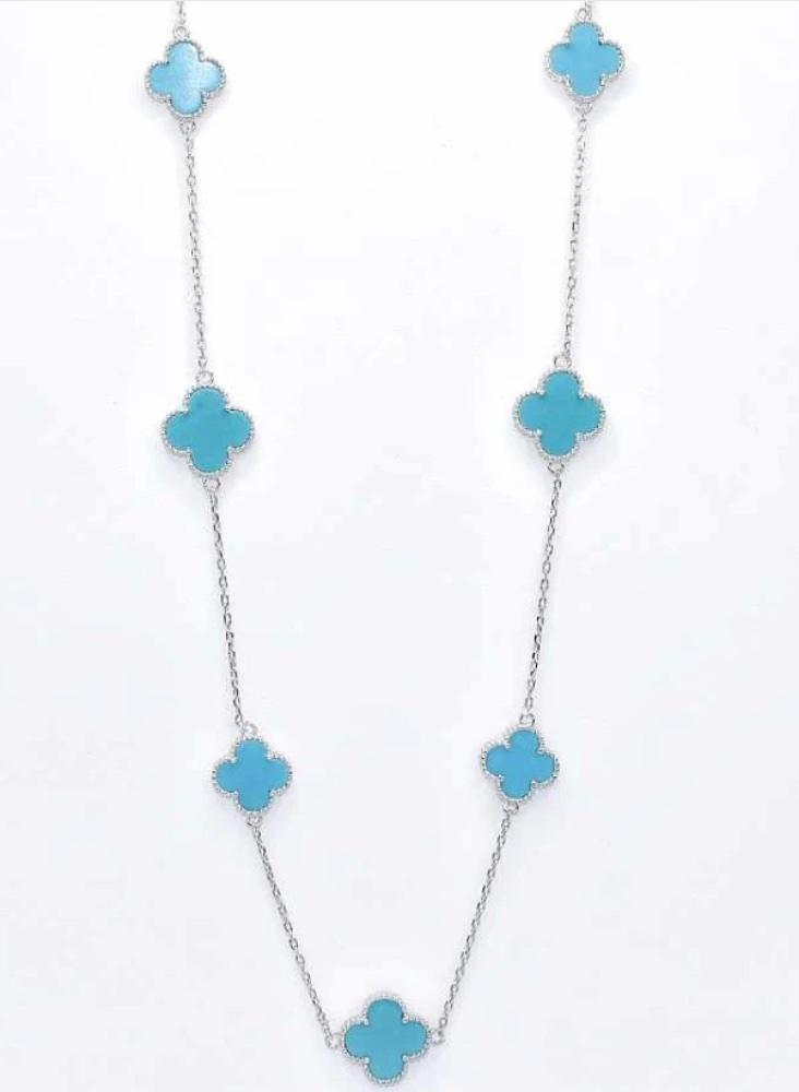 Blue Clover Necklace